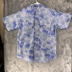 Old Tejas Men's Short Sleeve Texas Camo Button Up Shirt Size S